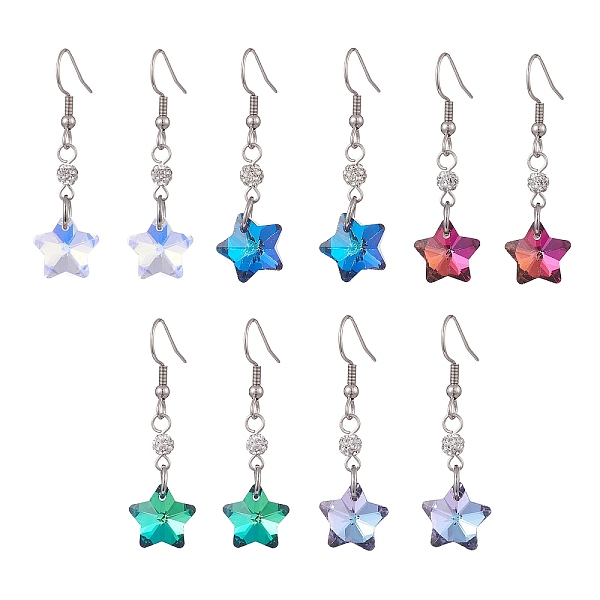 PandaHall Star Glass Dangle Earrings, 304 Stainless Steel Jewelry for Women, Mixed Color, 45mm, Pin: 0.7mm Glass Star Multicolor
PandaHall Star Glass Dangle Earrings, 304 Stainless Steel Jewelry for Women, Mixed Color, 45mm, Pin: 0.7mm Glass Star Multicolor