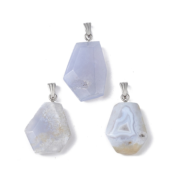 PandaHall Natural Blue Lace Agate Pendants, Faceted Polygon Charms, with Stainless Steel Color Plated 201 Stainless Steel Snap on Bails...
PandaHall Natural Blue Lace Agate Pendants, Faceted Polygon Charms, with Stainless Steel Color Plated 201 Stainless Steel Snap on Bails...