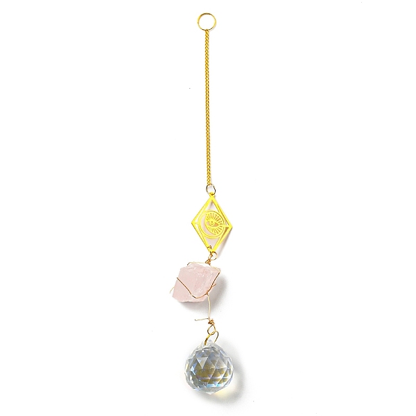 PandaHall Wire Wrapped Nuggets Natural Quartz Crystal Pendant Decorations, Brass Rhombus and Glass Round Tassels Hanging Ornaments, 245mm...
PandaHall Wire Wrapped Nuggets Natural Quartz Crystal Pendant Decorations, Brass Rhombus and Glass Round Tassels Hanging Ornaments, 245mm...
