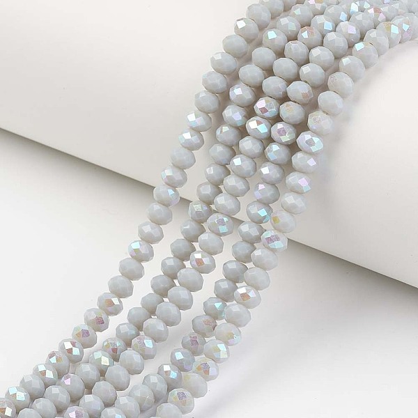 PandaHall Electroplate Opaque Solid Color Glass Beads Strands, Half Rainbow Plated, Faceted, Rondelle, Light Grey, 3.5x3mm, Hole: 0.4mm...
PandaHall Electroplate Opaque Solid Color Glass Beads Strands, Half Rainbow Plated, Faceted, Rondelle, Light Grey, 3.5x3mm, Hole: 0.4mm...