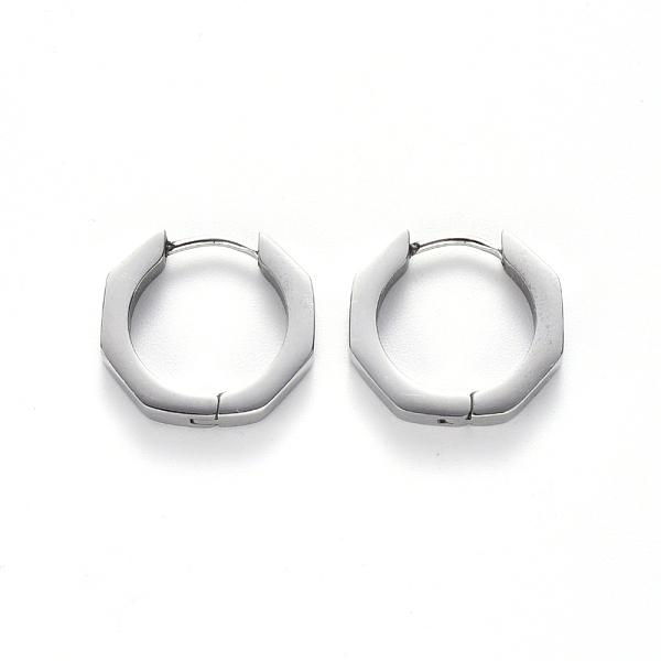 PandaHall 304 Stainless Steel Huggie Hoop Earrings, Octagon, Stainless Steel Color, 16x17x3mm, Pin: 1mm 304 Stainless Steel Octagon
PandaHall 304 Stainless Steel Huggie Hoop Earrings, Octagon, Stainless Steel Color, 16x17x3mm, Pin: 1mm 304 Stainless Steel Octagon