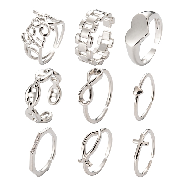 PandaHall 9Pcs 9 Style Brass Cuff Rings, Open Rings, Long-Lasting Plated, Heart & Fish & Octagon & Infinity & Cross & Rectangle & Coffee...
PandaHall 9Pcs 9 Style Brass Cuff Rings, Open Rings, Long-Lasting Plated, Heart & Fish & Octagon & Infinity & Cross & Rectangle & Coffee...