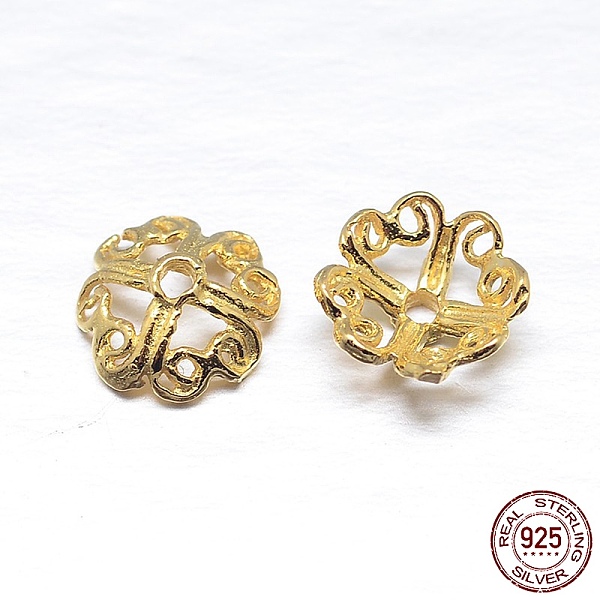 PandaHall Real 18K Gold Plated 4-Petal 925 Sterling Silver Bead Caps, Flower, Golden, 7.5x3.5mm, Hole: 1mm, about 90pcs/20g Sterling Silver
PandaHall Real 18K Gold Plated 4-Petal 925 Sterling Silver Bead Caps, Flower, Golden, 7.5x3.5mm, Hole: 1mm, about 90pcs/20g Sterling Silver