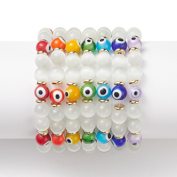 PandaHall 7Pcs 7 Color Cat Eye & Lampwork Evil Eye Round Beaded Stretch Bracelets, Lucky Stackable Bracelets for Women, Mixed Color, Inner..., Multicolor
PandaHall 7Pcs 7 Color Cat Eye & Lampwork Evil Eye Round Beaded Stretch Bracelets, Lucky Stackable Bracelets for Women, Mixed Color, Inner..., Multicolor