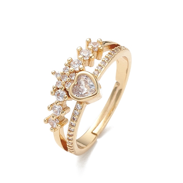 PandaHall Heart Clear Cubic Zirconia Adjustable Ring, Brass Jewelry for Women, Real 16K Gold Plated, 2~9.5mm, Inner Diameter: 17mm...
PandaHall Heart Clear Cubic Zirconia Adjustable Ring, Brass Jewelry for Women, Real 16K Gold Plated, 2~9.5mm, Inner Diameter: 17mm...