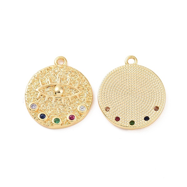 PandaHall Brass Micro Pave Colorful Cubic Zirconia Pendants, Flat Round with Eye Charm, Real 18K Gold Plated, 17x15x2mm, Hole: 1.2mm...
PandaHall Brass Micro Pave Colorful Cubic Zirconia Pendants, Flat Round with Eye Charm, Real 18K Gold Plated, 17x15x2mm, Hole: 1.2mm...