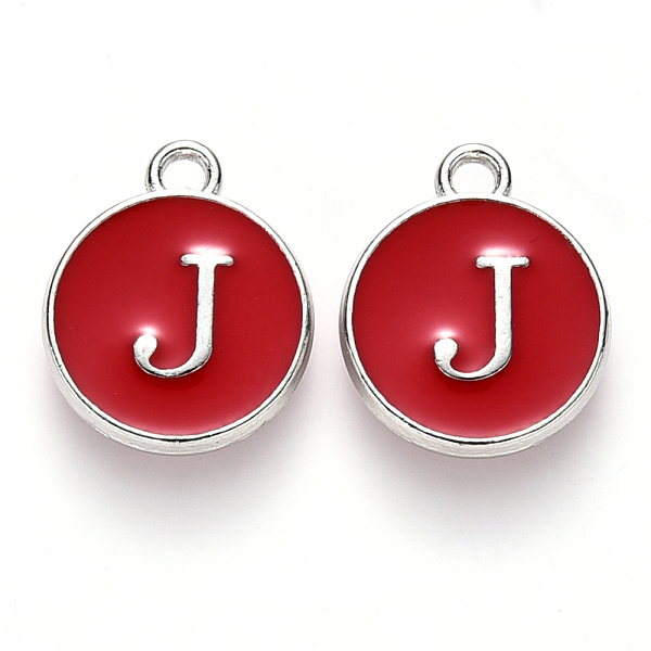 PandaHall Platinum Plated Alloy Enamel Charms, Cadmium Free & Lead Free, Enamelled Sequins, Flat Round with Letter, Red, Letter.J, 14x12x2mm...
PandaHall Platinum Plated Alloy Enamel Charms, Cadmium Free & Lead Free, Enamelled Sequins, Flat Round with Letter, Red, Letter.J, 14x12x2mm...