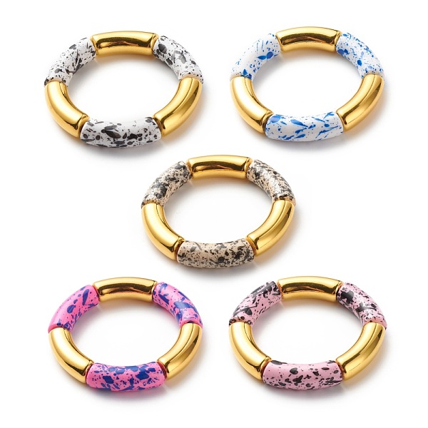 PandaHall Two Tone Acrylic Curved Tube Beaded Stretch Bracelet for Women, Mixed Color, Inner Diameter: 2 inch(5.2cm) Acrylic Multicolor
PandaHall Two Tone Acrylic Curved Tube Beaded Stretch Bracelet for Women, Mixed Color, Inner Diameter: 2 inch(5.2cm) Acrylic Multicolor