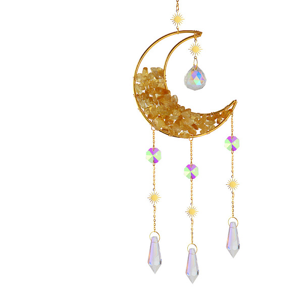PandaHall Natural Citrine Chip Moon Hanging Suncatcher Pendant Decoration, Crystal Ceiling Chandelier Ball Prism Pendants, with Brass & Iron...
PandaHall Natural Citrine Chip Moon Hanging Suncatcher Pendant Decoration, Crystal Ceiling Chandelier Ball Prism Pendants, with Brass & Iron...