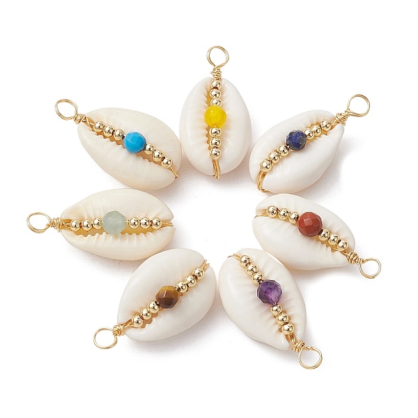 PandaHall 7Pcs Natural Cowrie Shell Copper Wire Wrapped Pendants, Chakra Shell Charms with Faceted Gemstone Beads, Golden, Mixed Color..., Multicolor
PandaHall 7Pcs Natural Cowrie Shell Copper Wire Wrapped Pendants, Chakra Shell Charms with Faceted Gemstone Beads, Golden, Mixed Color..., Multicolor