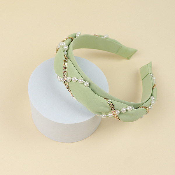 PandaHall Cloth Hair Bands, with Plastic Pearl & Alloy Chains, Hair Accessories for Women Girls, Light Green, 30mm, Inner Diameter...
PandaHall Cloth Hair Bands, with Plastic Pearl & Alloy Chains, Hair Accessories for Women Girls, Light Green, 30mm, Inner Diameter...
