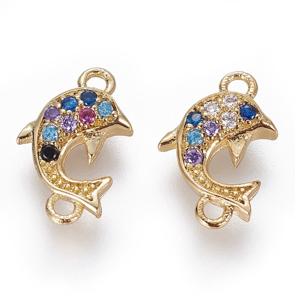 PandaHall Brass Micro Pave Cubic Zirconia Links, Dolphin, Golden, Colorful, 10x6.5x2mm, Hole: 1mm Brass+Cubic Zirconia Dolphin
PandaHall Brass Micro Pave Cubic Zirconia Links, Dolphin, Golden, Colorful, 10x6.5x2mm, Hole: 1mm Brass+Cubic Zirconia Dolphin