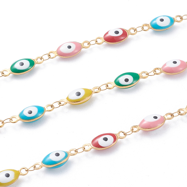 PandaHall 304 Stainless Steel Link Chains, with Enamelled Sequins, Soldered, Oval and Eye, Golden, 4.3x11x3mm Stainless Steel+Enamel
PandaHall 304 Stainless Steel Link Chains, with Enamelled Sequins, Soldered, Oval and Eye, Golden, 4.3x11x3mm Stainless Steel+Enamel