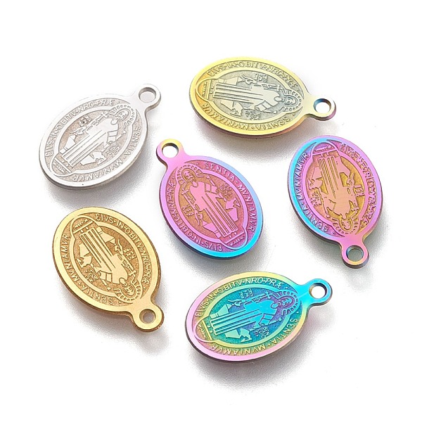 PandaHall 304 Stainless Steel Charms, Laser Cut, Oval, Saint Benedict Medal, Mixed Color, 14.5x9x0.5mm, Hole: 1.2mm 304 Stainless Steel Oval
PandaHall 304 Stainless Steel Charms, Laser Cut, Oval, Saint Benedict Medal, Mixed Color, 14.5x9x0.5mm, Hole: 1.2mm 304 Stainless Steel Oval
