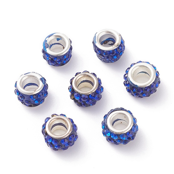 PandaHall (Defective Closeout Sale Border damaged)Polymer Clay Rhinestone European Beads, Large Hole Beads, Rondelle, with Silver Color..., Blue
PandaHall (Defective Closeout Sale Border damaged)Polymer Clay Rhinestone European Beads, Large Hole Beads, Rondelle, with Silver Color..., Blue