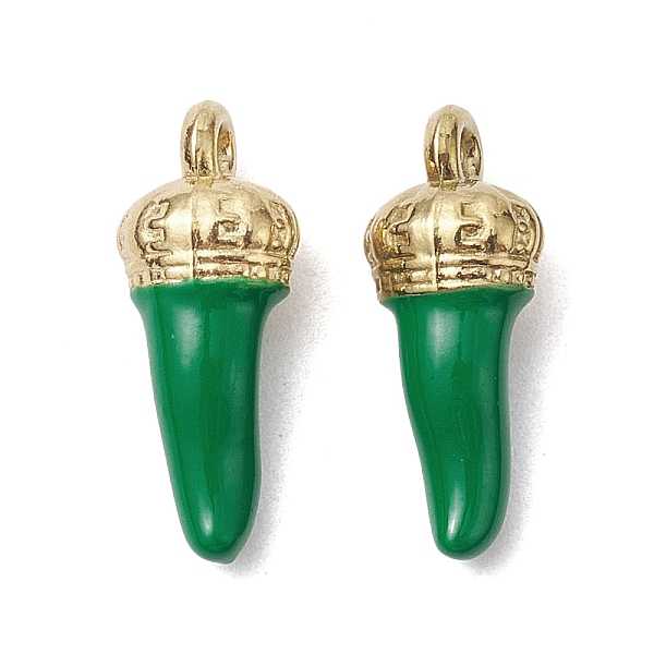PandaHall Ion Plating(IP) 304 Stainless Steel Pendants, with Enamel, Real 18K Gold Plated, Horn of Plenty/Italian Horn Cornicello Charms..., Green
PandaHall Ion Plating(IP) 304 Stainless Steel Pendants, with Enamel, Real 18K Gold Plated, Horn of Plenty/Italian Horn Cornicello Charms..., Green