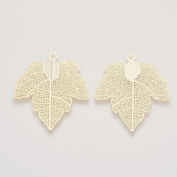 PandaHall Autumn Theme Brass Filigree Pendants, Nickel Free, Maple Leaf, Real 18K Gold Plated, 35.5x31.5x0.3mm, Hole: 2mm Brass Leaf
PandaHall Autumn Theme Brass Filigree Pendants, Nickel Free, Maple Leaf, Real 18K Gold Plated, 35.5x31.5x0.3mm, Hole: 2mm Brass Leaf