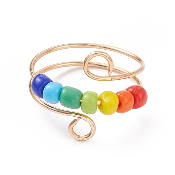 PandaHall Glass Seed Rotating Beaded Cuff Ring, Light Gold Plated Copper Wire Wrap Jewelry for Anxiety Stress Relief, Red, US Size 9 3/4...
PandaHall Glass Seed Rotating Beaded Cuff Ring, Light Gold Plated Copper Wire Wrap Jewelry for Anxiety Stress Relief, Red, US Size 9 3/4...