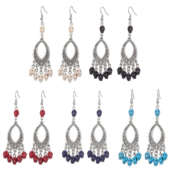PandaHall Halloween Skull Dyed Synthetic Turquoise & Alloy Dangle Earrings, Brass Jewelry for Women, Mixed Color, 83x27.5mm Synthetic..., Multicolor
PandaHall Halloween Skull Dyed Synthetic Turquoise & Alloy Dangle Earrings, Brass Jewelry for Women, Mixed Color, 83x27.5mm Synthetic..., Multicolor