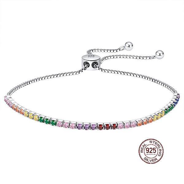 PandaHall Colorful Cubic Zirconia Tennis Bracelet, Adjustable Rhodium Plated 925 Sterling Silver Slider Bracelets, with 925 Stamp, Platinum...
PandaHall Colorful Cubic Zirconia Tennis Bracelet, Adjustable Rhodium Plated 925 Sterling Silver Slider Bracelets, with 925 Stamp, Platinum...