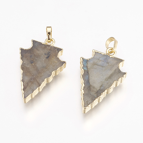 PandaHall Natural Labradorite Pendants, with Brass Findings, Arrow, Golden, 35~38x16~21x4~6mm, Hole: 4x6mm Labradorite Arrow
PandaHall Natural Labradorite Pendants, with Brass Findings, Arrow, Golden, 35~38x16~21x4~6mm, Hole: 4x6mm Labradorite Arrow