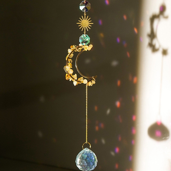 PandaHall Natural Citrine Chip Pendant Decorations, Suncatchers, with Glass, Moon, 330~350mm Citrine
PandaHall Natural Citrine Chip Pendant Decorations, Suncatchers, with Glass, Moon, 330~350mm Citrine