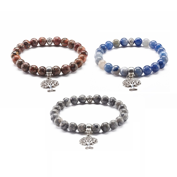 PandaHall Natural Mixed Stone Round Beads Stretch Bracelet for Girl Women, Tree of Life Alloy Charm Bracelet, Inner Diameter: 2-1/8 inch...
PandaHall Natural Mixed Stone Round Beads Stretch Bracelet for Girl Women, Tree of Life Alloy Charm Bracelet, Inner Diameter: 2-1/8 inch...