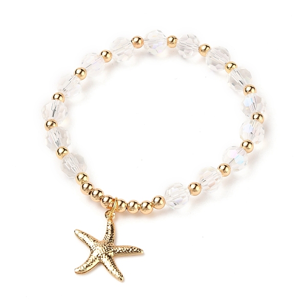 PandaHall Brass Starfish Charm Bracelets, Stretch Bracelets, with Round Brass Beads and Faceted Glass Beads, Golden, Clear AB, Inner..., White
PandaHall Brass Starfish Charm Bracelets, Stretch Bracelets, with Round Brass Beads and Faceted Glass Beads, Golden, Clear AB, Inner..., White