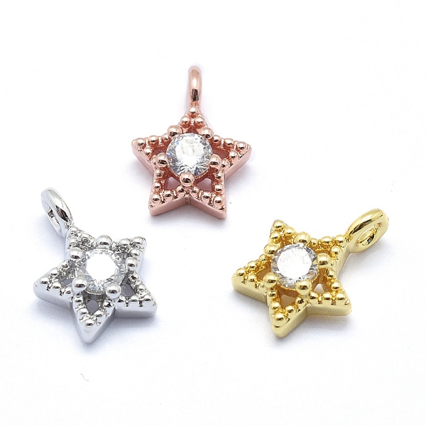 PandaHall Brass Charms, with Cubic Zirconia, Lead Free & Cadmium Free & Nickel Free, Star, Clear, Mixed Color, 11x7.5x4mm, Hole: 2mm...
PandaHall Brass Charms, with Cubic Zirconia, Lead Free & Cadmium Free & Nickel Free, Star, Clear, Mixed Color, 11x7.5x4mm, Hole: 2mm...