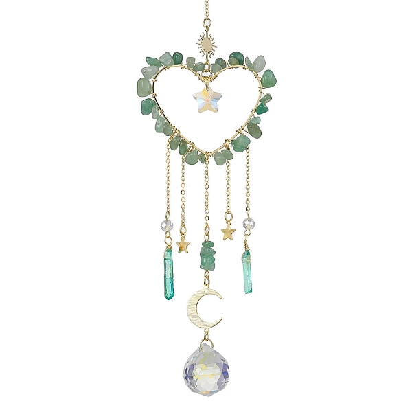 PandaHall Natural Green Aventurine Chip Beads with Brass Findings Pendant Decorations, Heart Hanging Suncatcher, 252~270mm Green Aventurine...
PandaHall Natural Green Aventurine Chip Beads with Brass Findings Pendant Decorations, Heart Hanging Suncatcher, 252~270mm Green Aventurine...