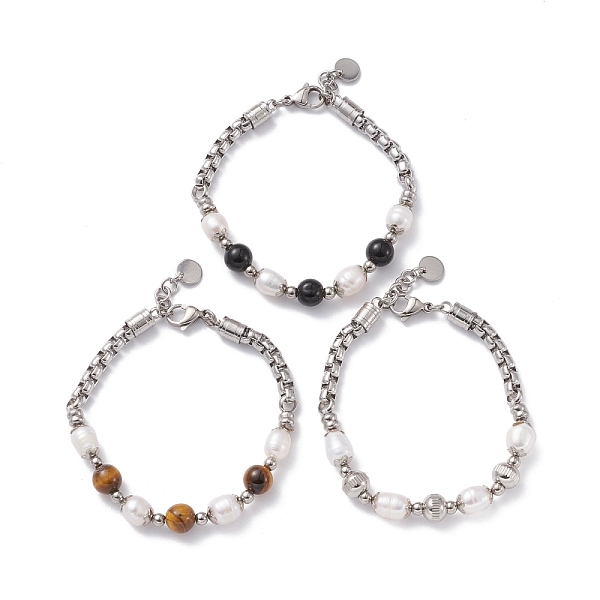 PandaHall Round Mixed Gemstone & Natural Pearl Beaded Bracelet for Girl Women, 201 Stainless Steel Chain Bracelet, Stainless Steel Color...
PandaHall Round Mixed Gemstone & Natural Pearl Beaded Bracelet for Girl Women, 201 Stainless Steel Chain Bracelet, Stainless Steel Color...