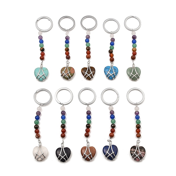 PandaHall Natural & Synthetic Gemstone Heart Keychain, with Chakra Gemstone Bead and Platinum Tone Rack Plating Brass Findings, 10.5cm Mixed...
PandaHall Natural & Synthetic Gemstone Heart Keychain, with Chakra Gemstone Bead and Platinum Tone Rack Plating Brass Findings, 10.5cm Mixed...