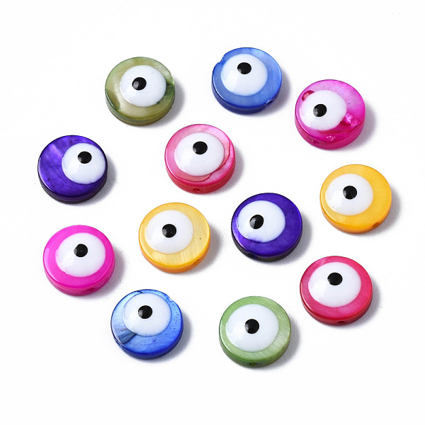 PandaHall Natural Freshwater Shell Beads, with Enamel, Dyed, Flat Round with Evil Eye, Mixed Color, 8x3mm, Hole: 0.6mm Freshwater Shell Evil..., Multicolor
PandaHall Natural Freshwater Shell Beads, with Enamel, Dyed, Flat Round with Evil Eye, Mixed Color, 8x3mm, Hole: 0.6mm Freshwater Shell Evil..., Multicolor