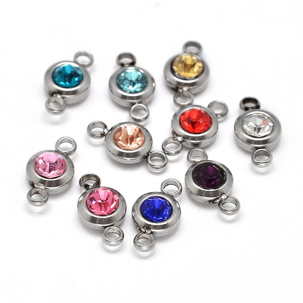 PandaHall Flat Round 304 Stainless Steel Cubic Zirconia Links, Stainless Steel Color, Mixed Color, 12x6.5x4mm, Hole: 2mm Cubic Zirconia Flat..., Multicolor
PandaHall Flat Round 304 Stainless Steel Cubic Zirconia Links, Stainless Steel Color, Mixed Color, 12x6.5x4mm, Hole: 2mm Cubic Zirconia Flat..., Multicolor