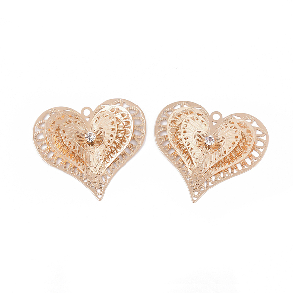 PandaHall Brass Pendants, with Crystal Rhinestone, Heart, Light Gold, 26.5x23.5x6.5mm, Hole: 1.5mm Brass+Rhinestone Heart
PandaHall Brass Pendants, with Crystal Rhinestone, Heart, Light Gold, 26.5x23.5x6.5mm, Hole: 1.5mm Brass+Rhinestone Heart