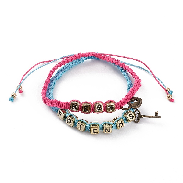 PandaHall Best Friend Friendship Bracelets Sets, Adjustable Waxed Polyester Cord Braided Bead Bracelets, with Alloy Key & Padlock Pendants..., Multicolor
PandaHall Best Friend Friendship Bracelets Sets, Adjustable Waxed Polyester Cord Braided Bead Bracelets, with Alloy Key & Padlock Pendants..., Multicolor