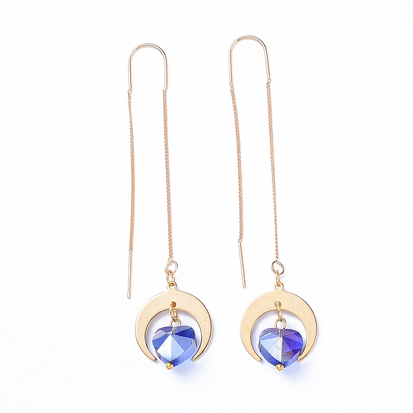 PandaHall Brass Ear Threads, with Brass Pendants, Glass Beads, Heart with Moon, Blue, 84mm, Pin: 0.7mm Glass Blue
PandaHall Brass Ear Threads, with Brass Pendants, Glass Beads, Heart with Moon, Blue, 84mm, Pin: 0.7mm Glass Blue
