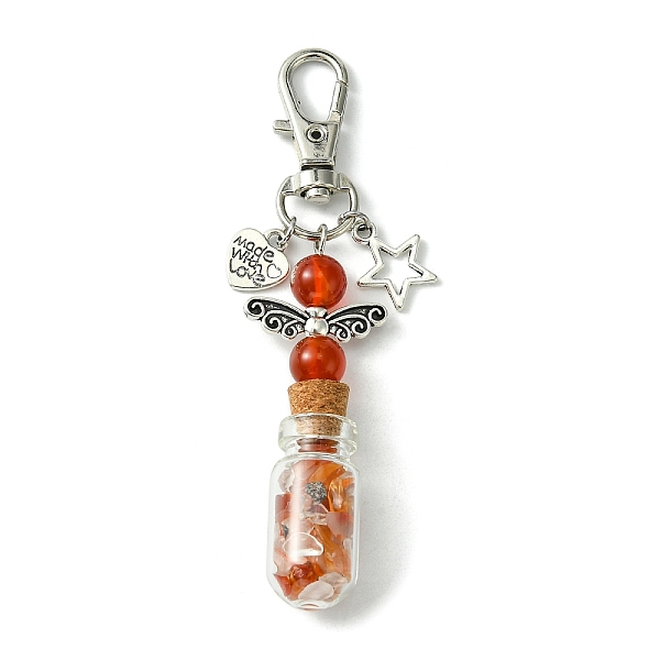 PandaHall Glass Wishing Bottle with Natural Carnelian inside Pendant Decorations, Star & Heart Tibetan Style Alloy and Swivel Lobster Claw..., Clear
PandaHall Glass Wishing Bottle with Natural Carnelian inside Pendant Decorations, Star & Heart Tibetan Style Alloy and Swivel Lobster Claw..., Clear