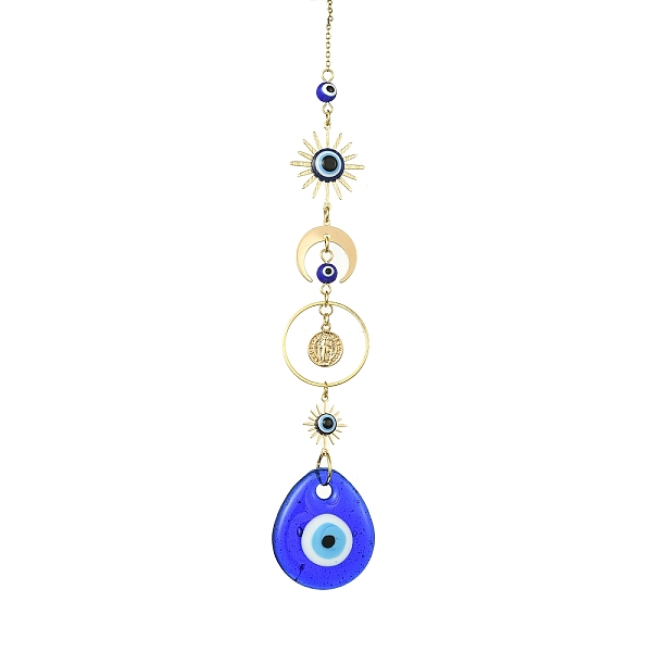 PandaHall Blue Teardrop with Evil Eye Lampwork Pendant Decorations, Brass Moon/Sun Link Hanging Ornaments, Golden, 203.5x29.5x5mm, Hole...
PandaHall Blue Teardrop with Evil Eye Lampwork Pendant Decorations, Brass Moon/Sun Link Hanging Ornaments, Golden, 203.5x29.5x5mm, Hole...