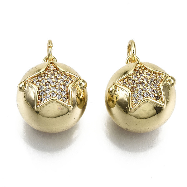 PandaHall Brass Micro Pave Cubic Zirconia Pendants, with Jump Rings, Nickel Free, Round with Star, Real 16K Gold Plated, Clear, 15x14x12mm...
PandaHall Brass Micro Pave Cubic Zirconia Pendants, with Jump Rings, Nickel Free, Round with Star, Real 16K Gold Plated, Clear, 15x14x12mm...