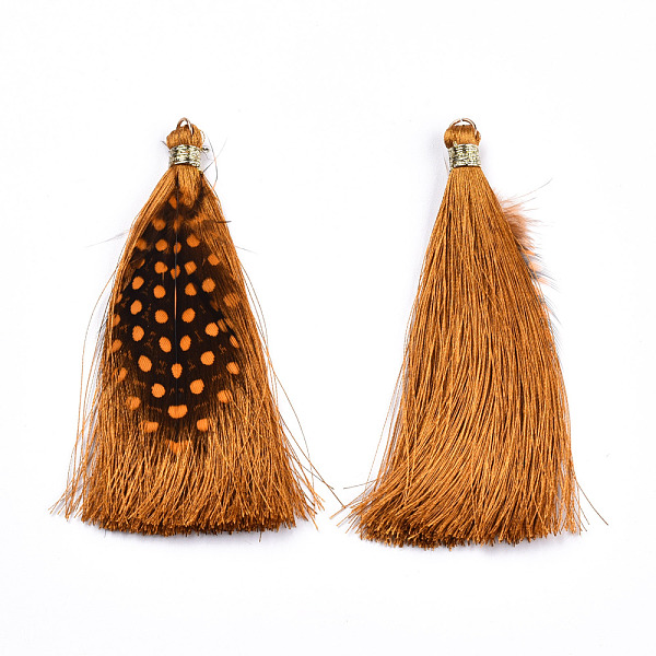 PandaHall Polyester Tassel Big Pendant Decorations, with Feather and Iron Findings, Goldenrod, 96~100x7mm, Hole: 5mm Polyester Gold
PandaHall Polyester Tassel Big Pendant Decorations, with Feather and Iron Findings, Goldenrod, 96~100x7mm, Hole: 5mm Polyester Gold