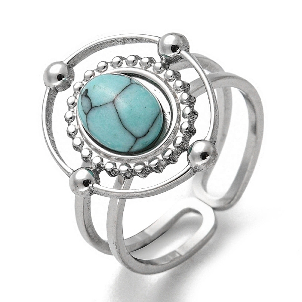 PandaHall 304 Stainless Steel Synthetic Turquoise Cuff Rings, Oval Wide Band Open Rings for Women Men, Stainless Steel Color, 16x18.5mm...
PandaHall 304 Stainless Steel Synthetic Turquoise Cuff Rings, Oval Wide Band Open Rings for Women Men, Stainless Steel Color, 16x18.5mm...