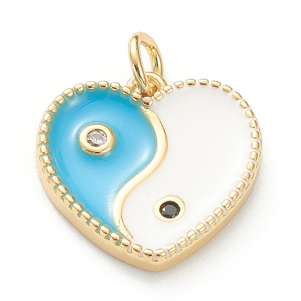 PandaHall Brass Micro Pave Cubic Zirconia Pendants, with Enamel, Long-Lasting Plated, Real 18K Gold Plated, Heart with Yin Yang, Light Blue...
PandaHall Brass Micro Pave Cubic Zirconia Pendants, with Enamel, Long-Lasting Plated, Real 18K Gold Plated, Heart with Yin Yang, Light Blue...