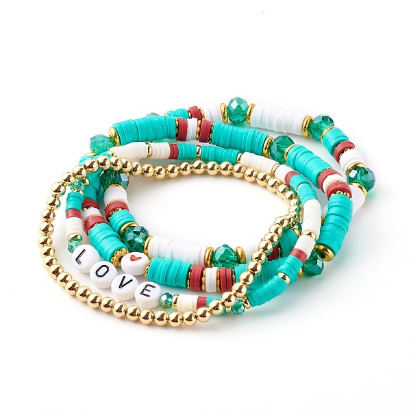 PandaHall Stretch Beaded Bracelets Sets, Stackable Bracelets, with Polymer Clay Heishi Beads, Glass & Brass Beads, Word Love, Golden..., Green
PandaHall Stretch Beaded Bracelets Sets, Stackable Bracelets, with Polymer Clay Heishi Beads, Glass & Brass Beads, Word Love, Golden..., Green