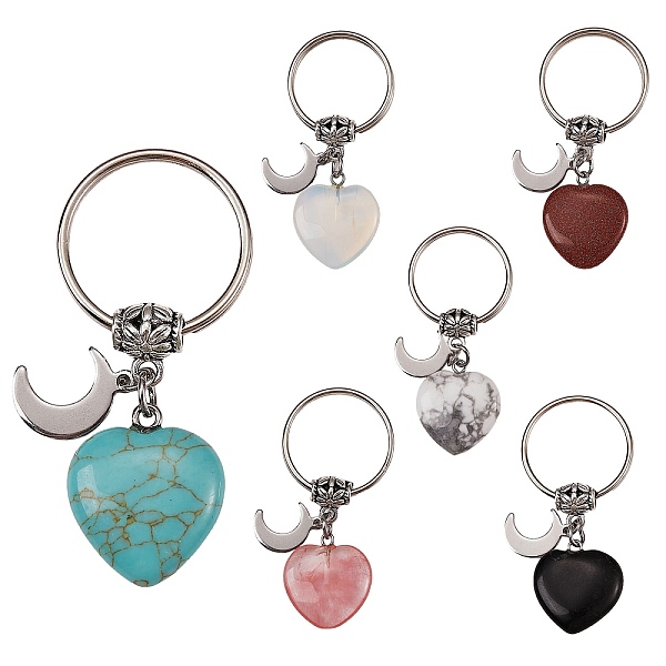PandaHall 6Pcs 6 Style Synthetic & Natural Gemstone Keychain, with Alloy Tube Bails, 304 Stainless Steel Moon Pendants and Iron Split Key...
PandaHall 6Pcs 6 Style Synthetic & Natural Gemstone Keychain, with Alloy Tube Bails, 304 Stainless Steel Moon Pendants and Iron Split Key...