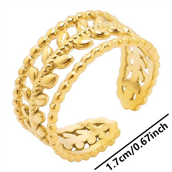 PandaHall Stainless Steel Leaf Cuff Ring for Unisex, Minimalist Adjustable Opening Ring, Golden Other Leaf
PandaHall Stainless Steel Leaf Cuff Ring for Unisex, Minimalist Adjustable Opening Ring, Golden Other Leaf