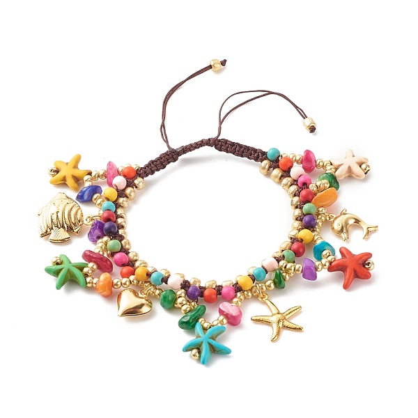 PandaHall Ocean Animal Theme Braided Bead Bracelet, Synthetic Turquoise(Dyed) & Natural Chip Shell & Glass Beads Bracelet, Starfish & Heart...
PandaHall Ocean Animal Theme Braided Bead Bracelet, Synthetic Turquoise(Dyed) & Natural Chip Shell & Glass Beads Bracelet, Starfish & Heart...
