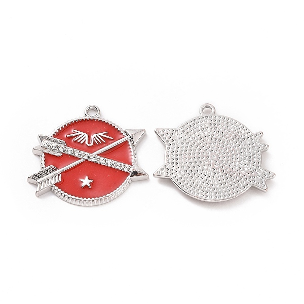 PandaHall Alloy Enamel Pendants, with Rhinestone, Flat Round with Arrow Charm, Platinum, 25.5x30x2.5mm, Hole: 1.8mm Alloy Rhinestone+Enamel..., Red
PandaHall Alloy Enamel Pendants, with Rhinestone, Flat Round with Arrow Charm, Platinum, 25.5x30x2.5mm, Hole: 1.8mm Alloy Rhinestone+Enamel..., Red