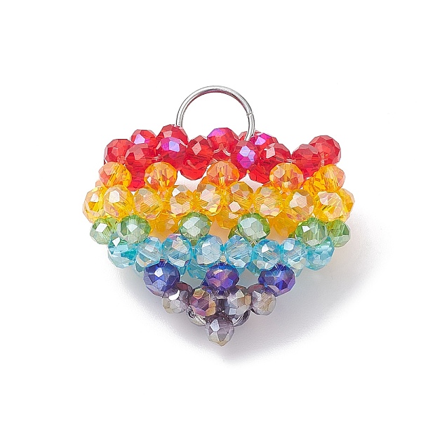 PandaHall Glass Beaded Heart Pendants, with Stainless Steel Wire Wrapped Findings, Colorful, 34x34x18.5mm, Hole: 8mm Stainless Steel+Glass...
PandaHall Glass Beaded Heart Pendants, with Stainless Steel Wire Wrapped Findings, Colorful, 34x34x18.5mm, Hole: 8mm Stainless Steel+Glass...