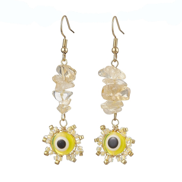 PandaHall Evil Eye Natural Citrine Chip & Seed Beads Dangle Earrings, 304 Stainless Steel Jewelry for Women, Golden, Yellow, 61~63x18mm...
PandaHall Evil Eye Natural Citrine Chip & Seed Beads Dangle Earrings, 304 Stainless Steel Jewelry for Women, Golden, Yellow, 61~63x18mm...